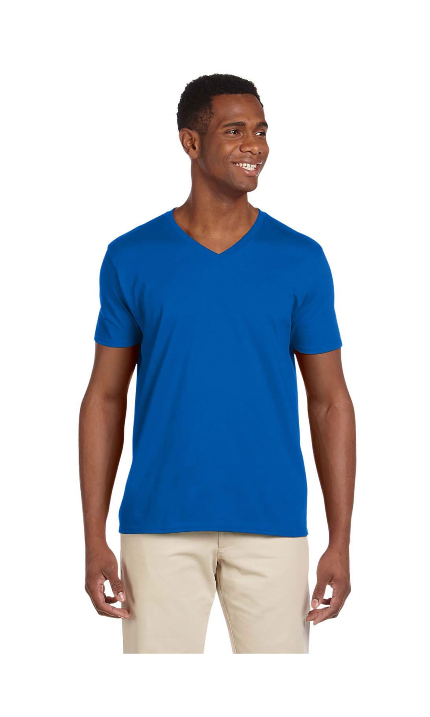 Gildan Men's Softstyle Preshrunk Heather V-Neck T-Shirt, Style G64V00 ...