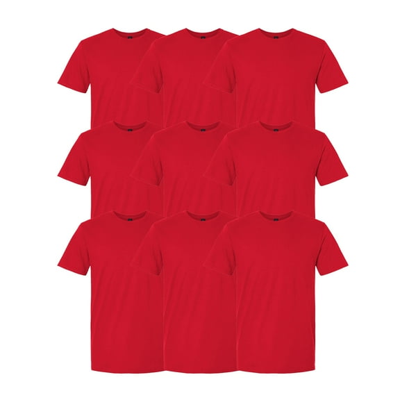 Gildan Men’s Softstyle T-Shirt, Lightweight Cotton Tee, Short Sleeve Crewneck, Red, XL, 9 Pack