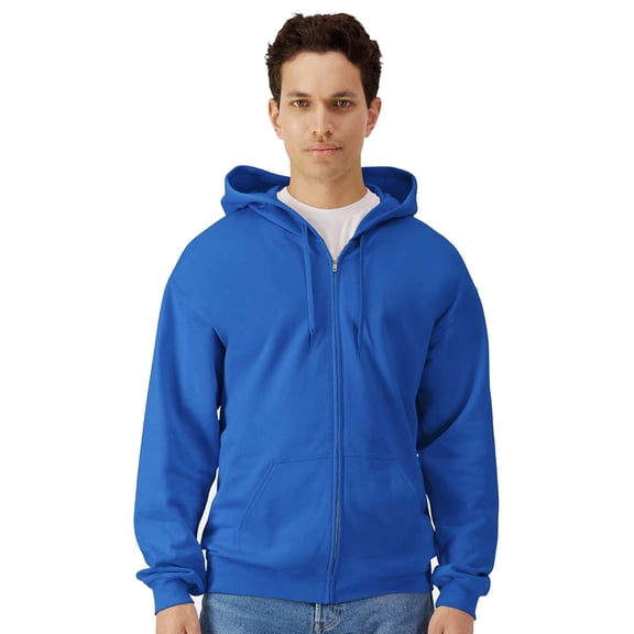 Gildan Men's Softstyle Zip Up Hoodie, Cotton Blend Fleece Full-Zip Hooded Sweatshirt, Royal, S