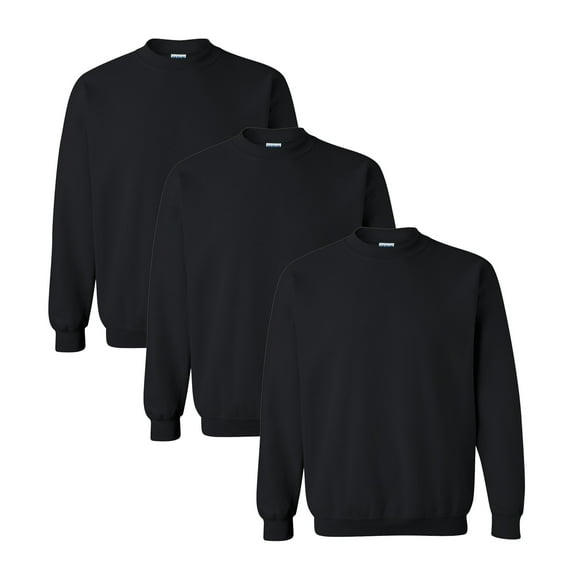 Gildan Men’s Sweatshirt Heavy Blend Crewneck Tee Size –2XL | Long Sleeve Fleece Black Sweater Pack 3