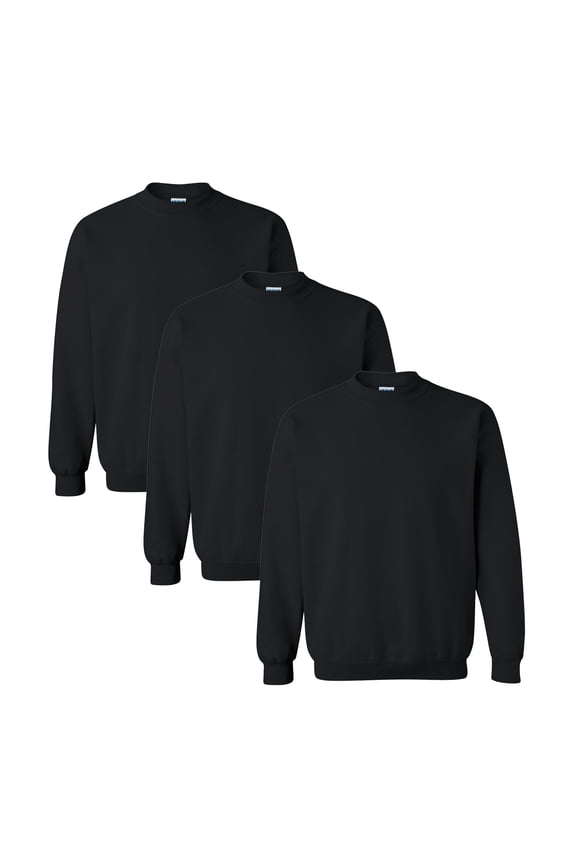 Men’s Sweatshirt Heavy Blend Crewneck Tee Size – S | Long Sleeve Fleece Black Sweater Pack 3