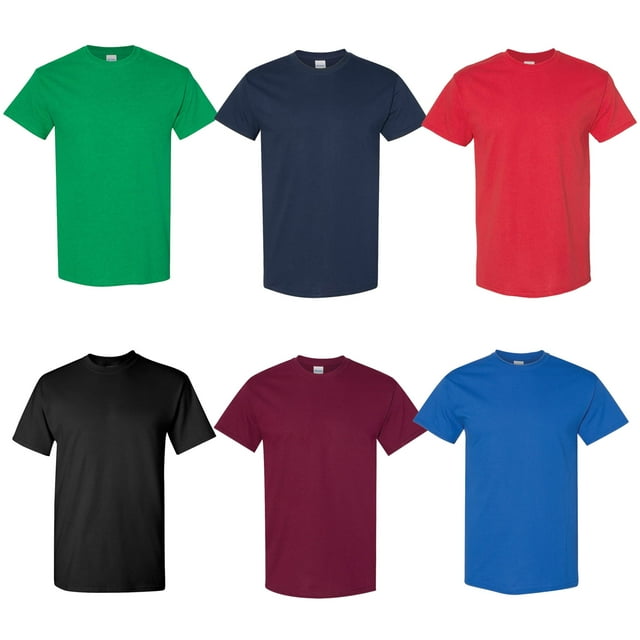Gildan Men’s T Shirt, Heavy Cotton Tee, Crew Neck Short Sleeve Tee | Assorted Colors, 5.3 oz Pack 6 Size – Large
