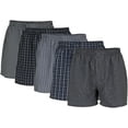 thumbnail image 1 of Gildan Men's Tag Free Woven Boxers, 5-Pack, Black, 2X, 1 of 8