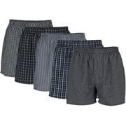 Gildan Men's Tag Free Woven Boxers, 5-Pack, Black, XL