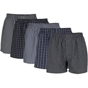 Gildan Mens Tag Free Woven Boxers, 5-Pack, Black, XL