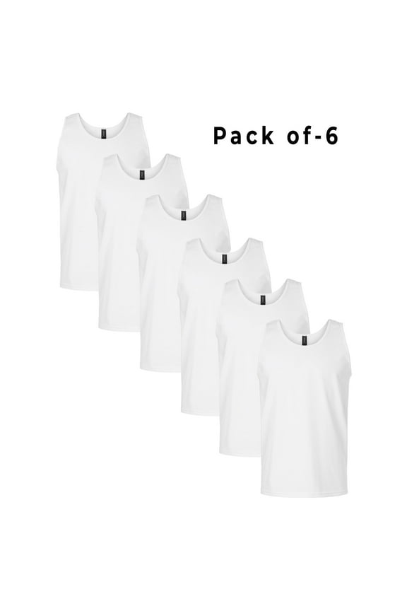 Men’s Tank Top – Classic High Neck Sleeveless Muscle Undershirt’s | 6oz 100% Ultra Cotton | Pack of 6, Size 3XL