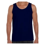 Gildan Mens Tank Top Mens Muscle Shirts Comfy Mens Tanks Cotton Sleeveless Sport Shirts for Him Blank All Color Navy Tees Navy Undershirt Navy Tank Top for Men