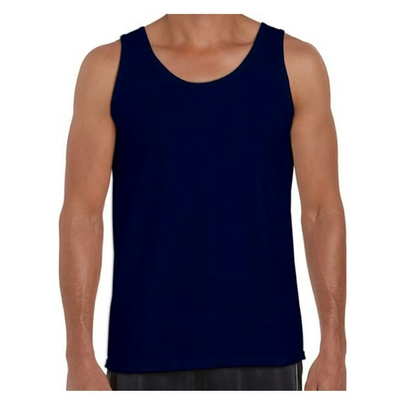Gildan Men's Tank Top Mens Muscle Shirts Comfy Mens Tanks Cotton Sleeveless Sport Shirts for Him Blank All Color Navy Tees Navy Undershirt Navy Tank Top for Men