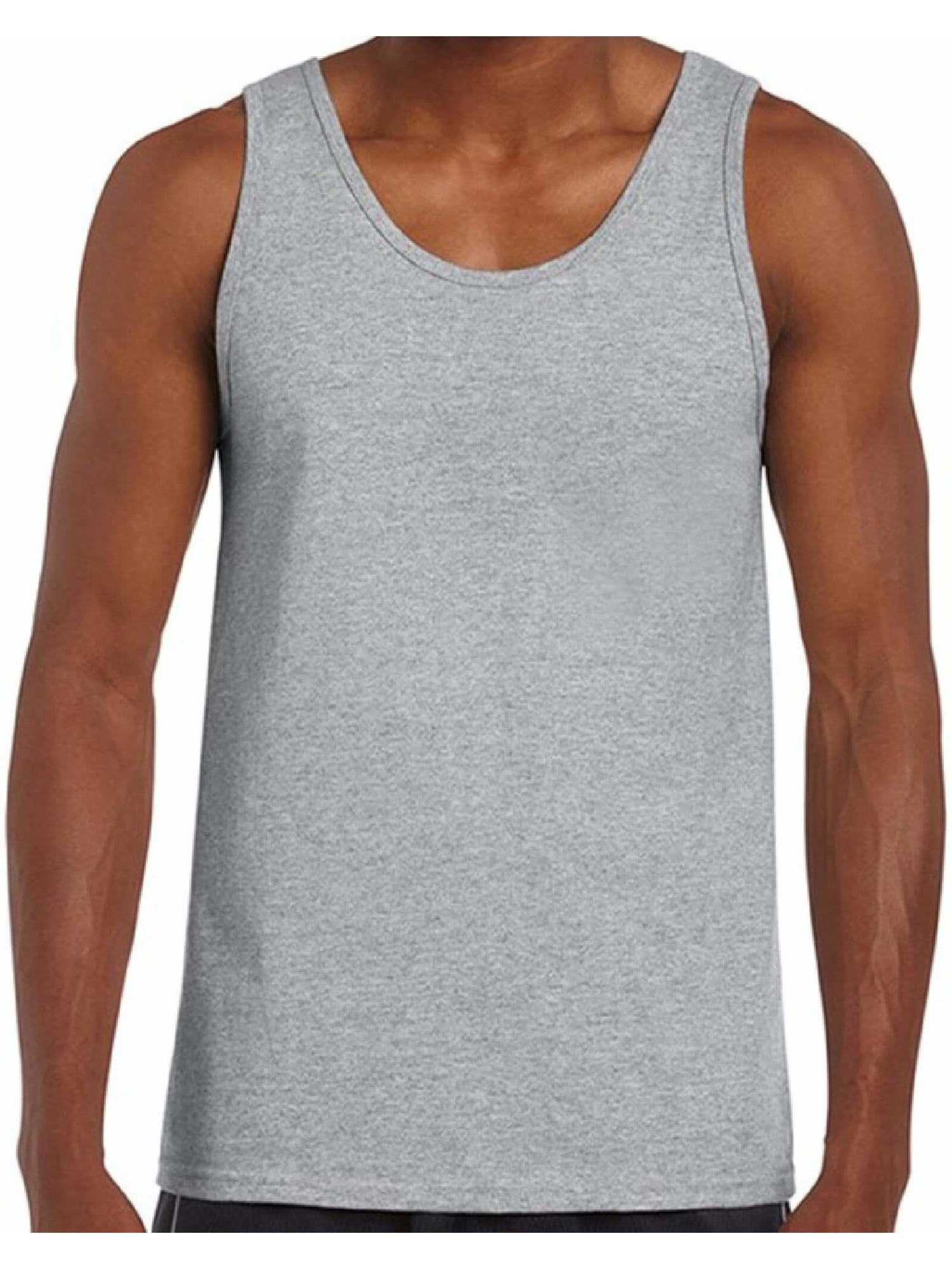 Gildan Men's Tank Top Mens Muscle Shirts Trendy Mens Tanks Cotton Sleeveless  Shirts for Him Blank All Color Grey Tees for Men Gray Tanks Grey Tank Top  for Men 