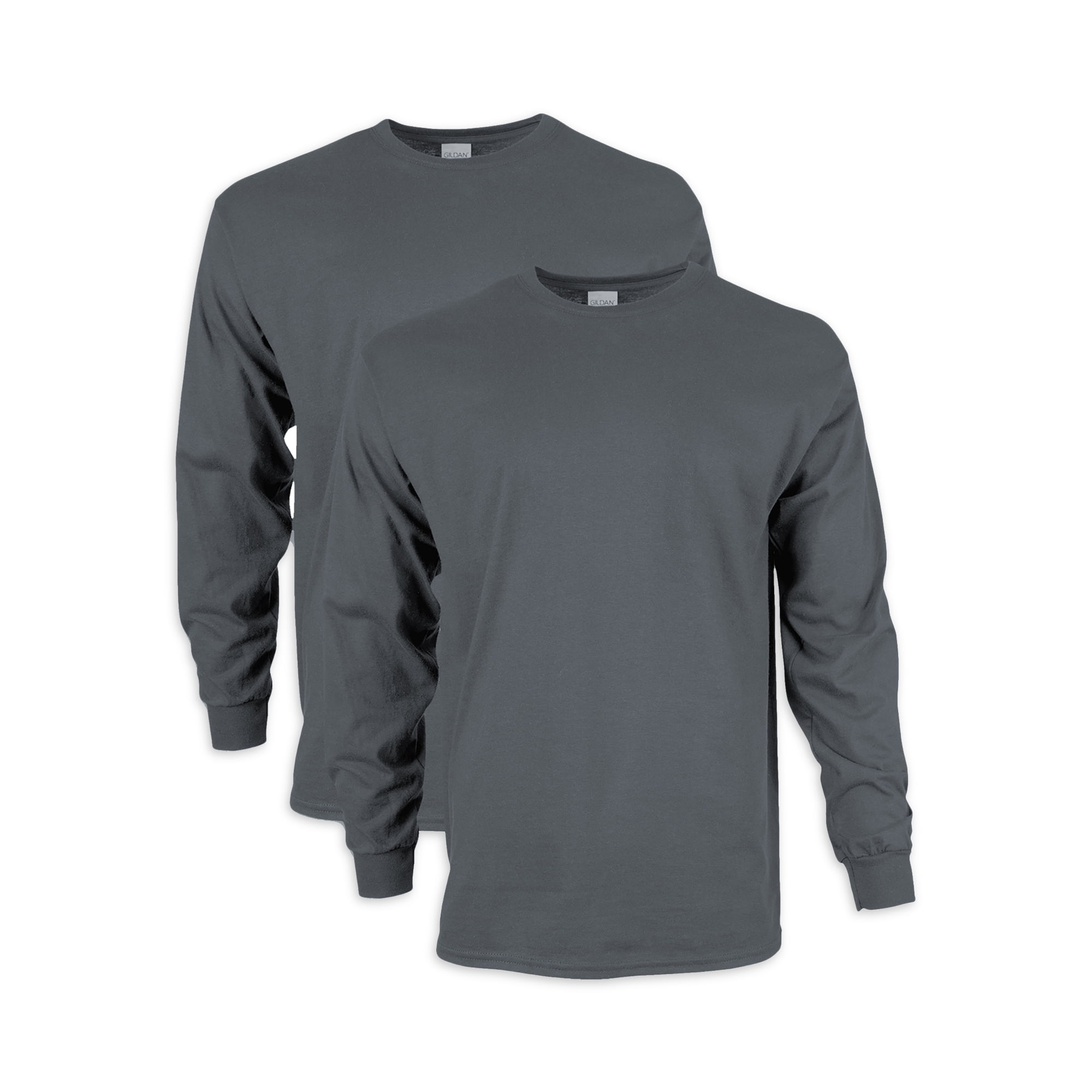 Gildan Men's Ultra Cotton Long Sleeve T-Shirt, 2-Pack, Up to Size 5XL, Size: Small, Gray