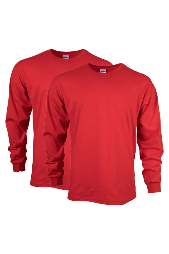 Men's Ultra Cotton Long Sleeve T-Shirt, 2-Pack, up to size 5xl