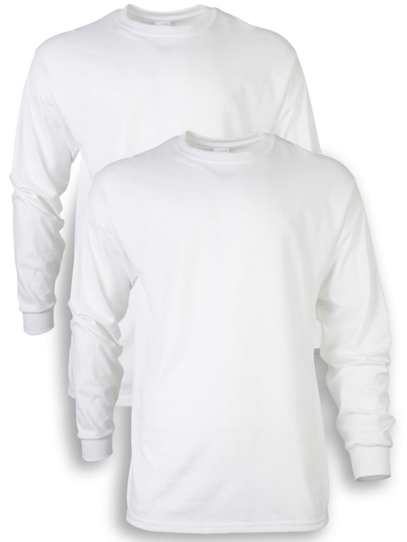 Men's Ultra Cotton Long Sleeve T-Shirt, 2-Pack, up to size 5xl