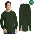 thumbnail image 1 of Gildan Men's Ultra Cotton Long Sleeve T-Shirt, Crewneck shirt, 9-Pack Forest Green Tee, L, 1 of 5