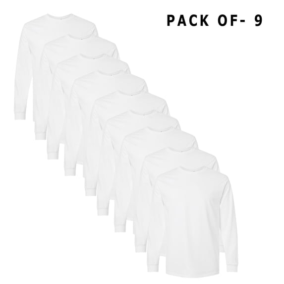 Gildan Men’s Long Sleeve T-Shirt, 100% Cotton Classic Fit Tee Shirts (White 6 PCS, 2XL)