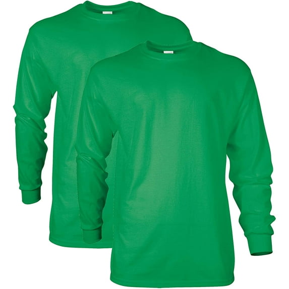 Gildan Men's Ultra Cotton Long Sleeve T-Shirt, Style G2400, Multipack 2 Irish Green (2-pack) XX-Large