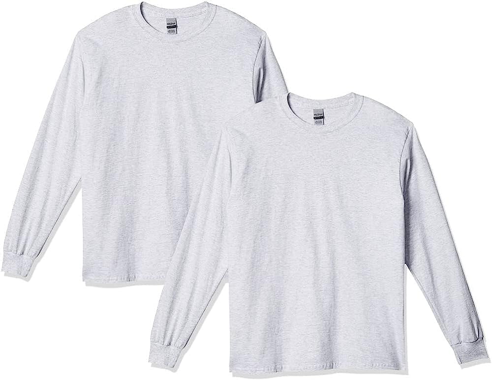 Gildan Men's Ultra Cotton Long Sleeve T-Shirt, Style G2400, Multipack, Ash Grey 2-Pack, 2X-Large