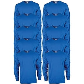 Gildan Men's Ultra Cotton Long Sleeve T-Shirt, Style G2400, Multipack, Royal (10-Pack), Small
