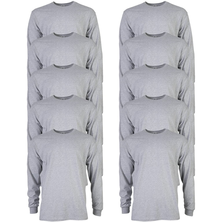Gildan Men's Ultra Cotton Long Sleeve T-Shirt, Style G2400, Multipack, Black  (10-Pack), Small