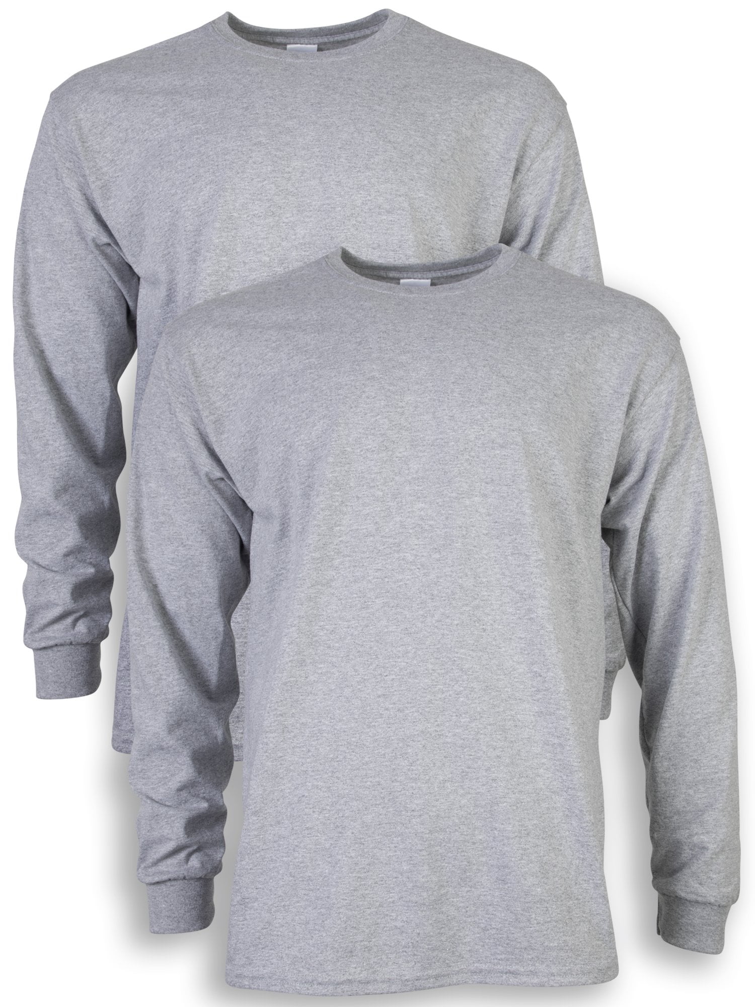 Gildan Men's Ultra Cotton Long Sleeve T-Shirt 2-Pack - Ash Grey/Navy, Medium