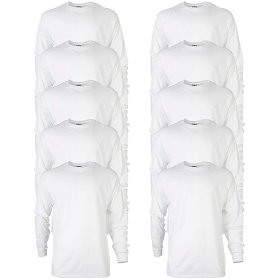 Gildan Men's Ultra Cotton Long Sleeve T-Shirt, Style G2400, Multipack, White 10-Pack, Medium