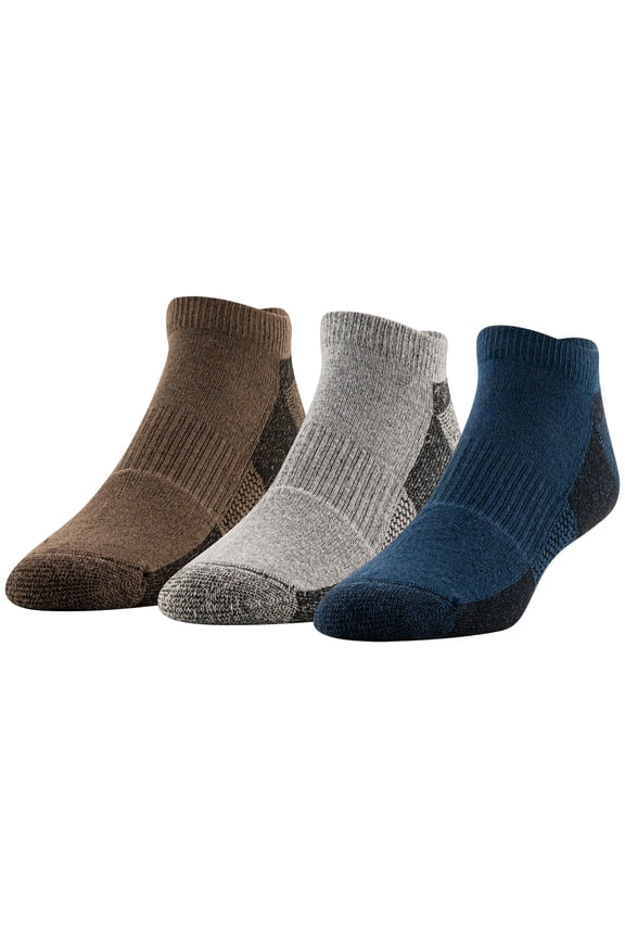 Men's Ultra Cotton No Show Socks Assorted, 3 Pack