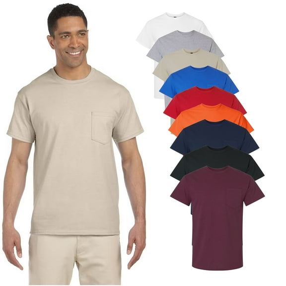 Gildan Men's Ultra Cotton Pocket T-Shirt, Men's Short Sleeve Tee, Pocketed Shirt, Mix Color, Pack 9, 4XL