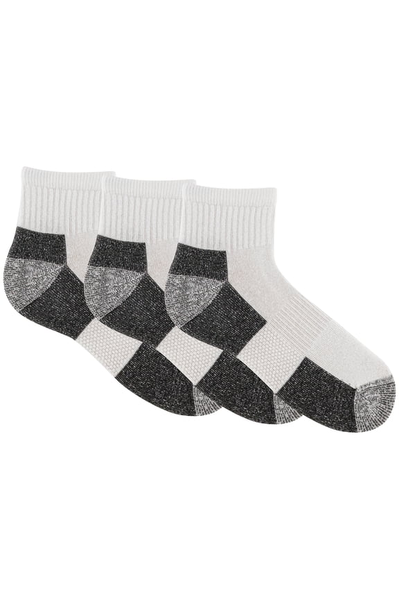 Men's Ultra Cotton Quarter Socks White, 3 Pack