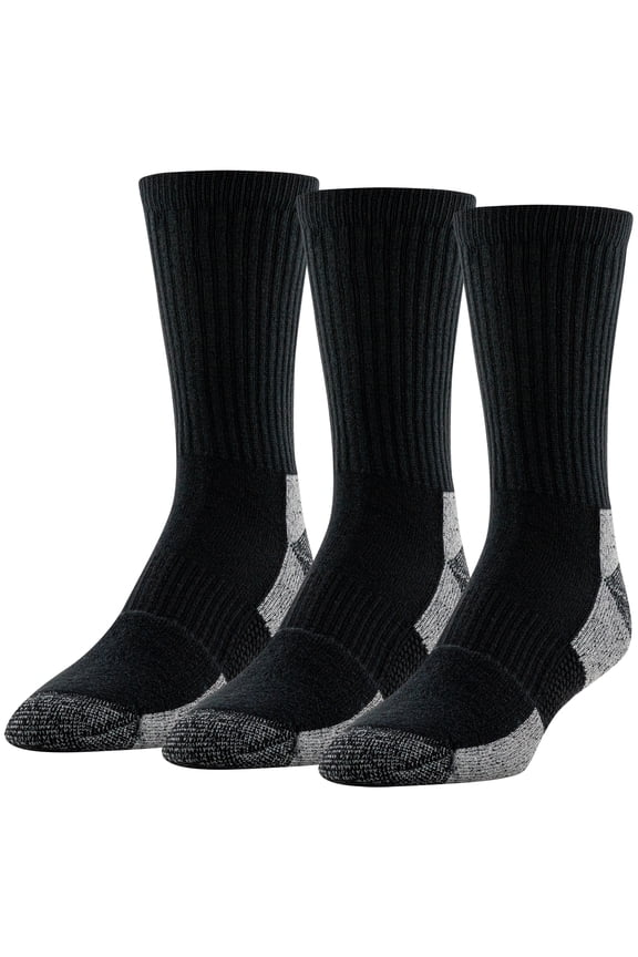 Men's Ultra Cotton Short Crew Socks Black, 3 Pack