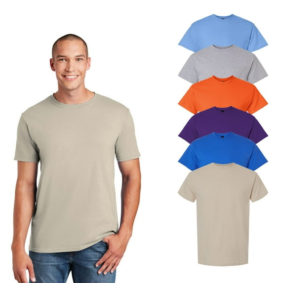 Gildan Men’s Ultra Cotton Tee - Multicolor, 6 Pack Short Sleeve Crew Neck Classic Fit T-Shirt, M
