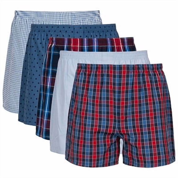 Gildan Men's Underwear Boxers, Multipack, Navy/Red Assorted (5-pack), Medium