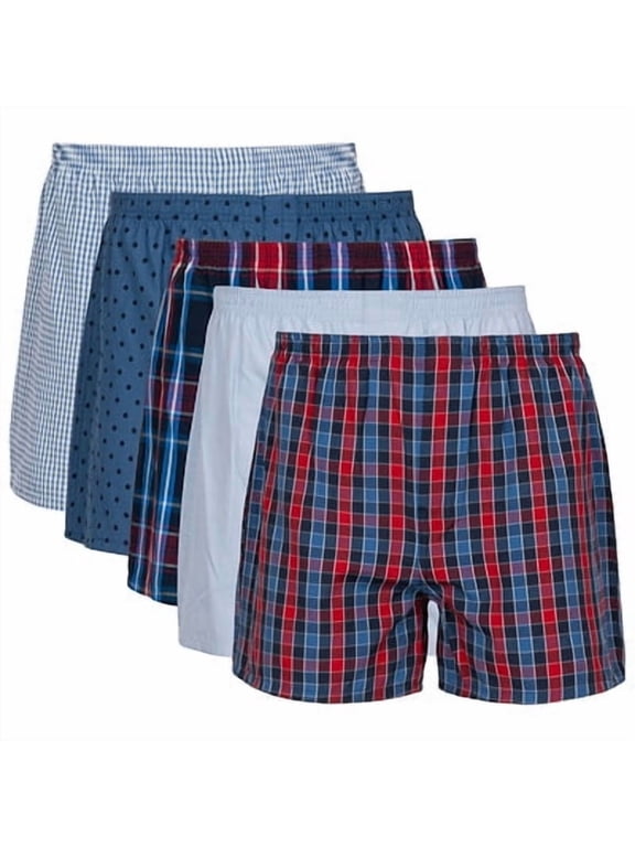 Men's Underwear Boxers, Multipack, Navy/Red Assorted (5-pack), Medium