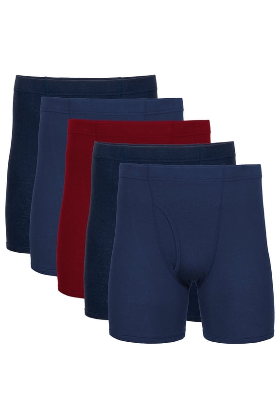 Adult Men's Boxer Briefs With Covered Waistband, 5-Pack, Sizes S-2XL, 6" Inseam