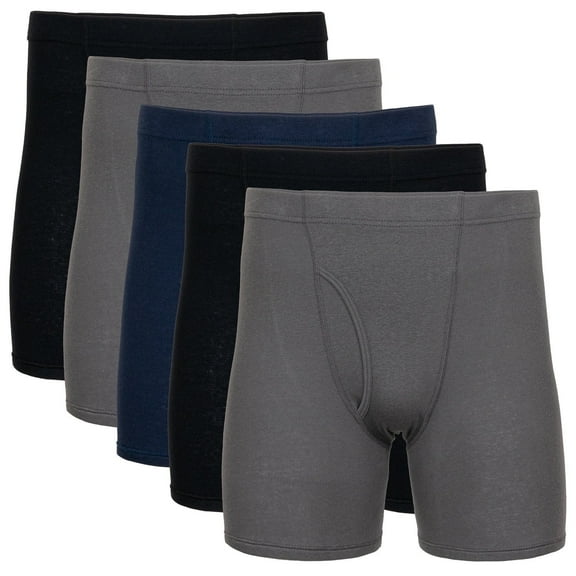 Gildan Adult Men's Boxer Briefs With Covered Waistband, 5-Pack, Sizes S-2XL, 6" Inseam