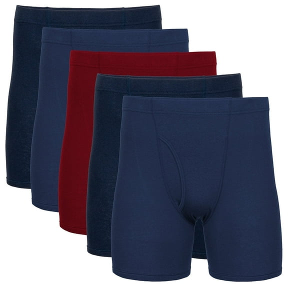 Gildan Adult Men's Boxer Briefs With Covered Waistband, 5-Pack, Sizes S-2XL, 6" Inseam