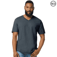 thumbnail image 1 of Gildan Men's V-Neck Short Sleeve T-Shirt Softstyle Casual Shirt, M Size, Dark Heather Color Tees, Single Pack, 1 of 5