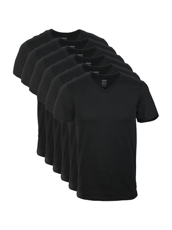 Men's V-Neck T-Shirts, Multipack, Style G1103, Black (6-pack), X-Large
