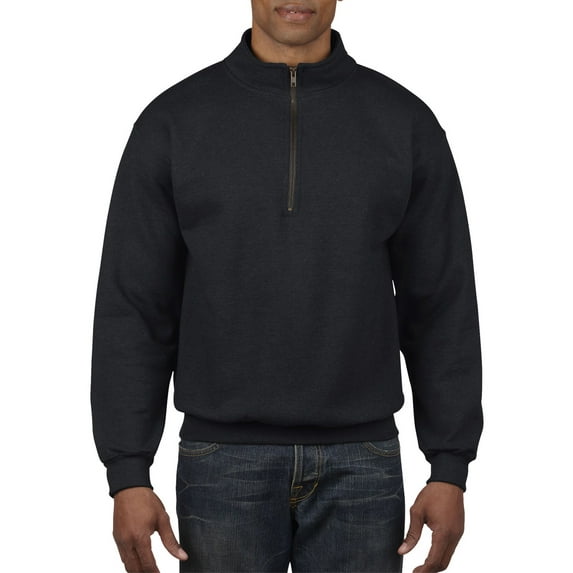 Gildan Men's Vintage Classic Quarter-Zip Cadet Collar Black Sweatshirt L