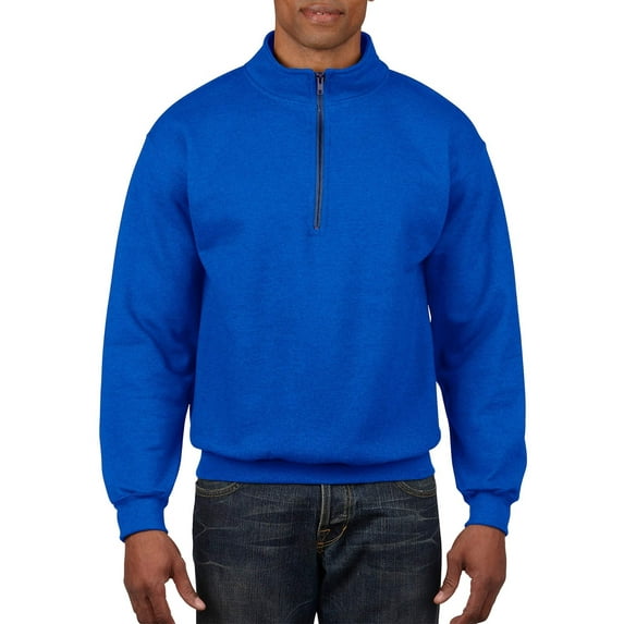 Gildan Men's and Big Men's 1/4 Zip Cotton Cadet Collar Sweatshirt, up to 2XL