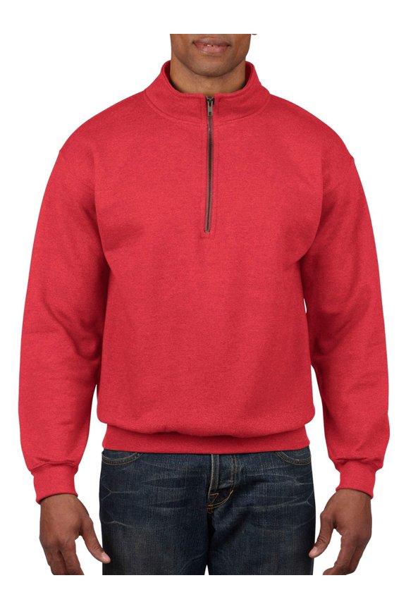 Men's and Big Men's 1/4 Zip Cotton Cadet Collar Sweatshirt, up to 2XL