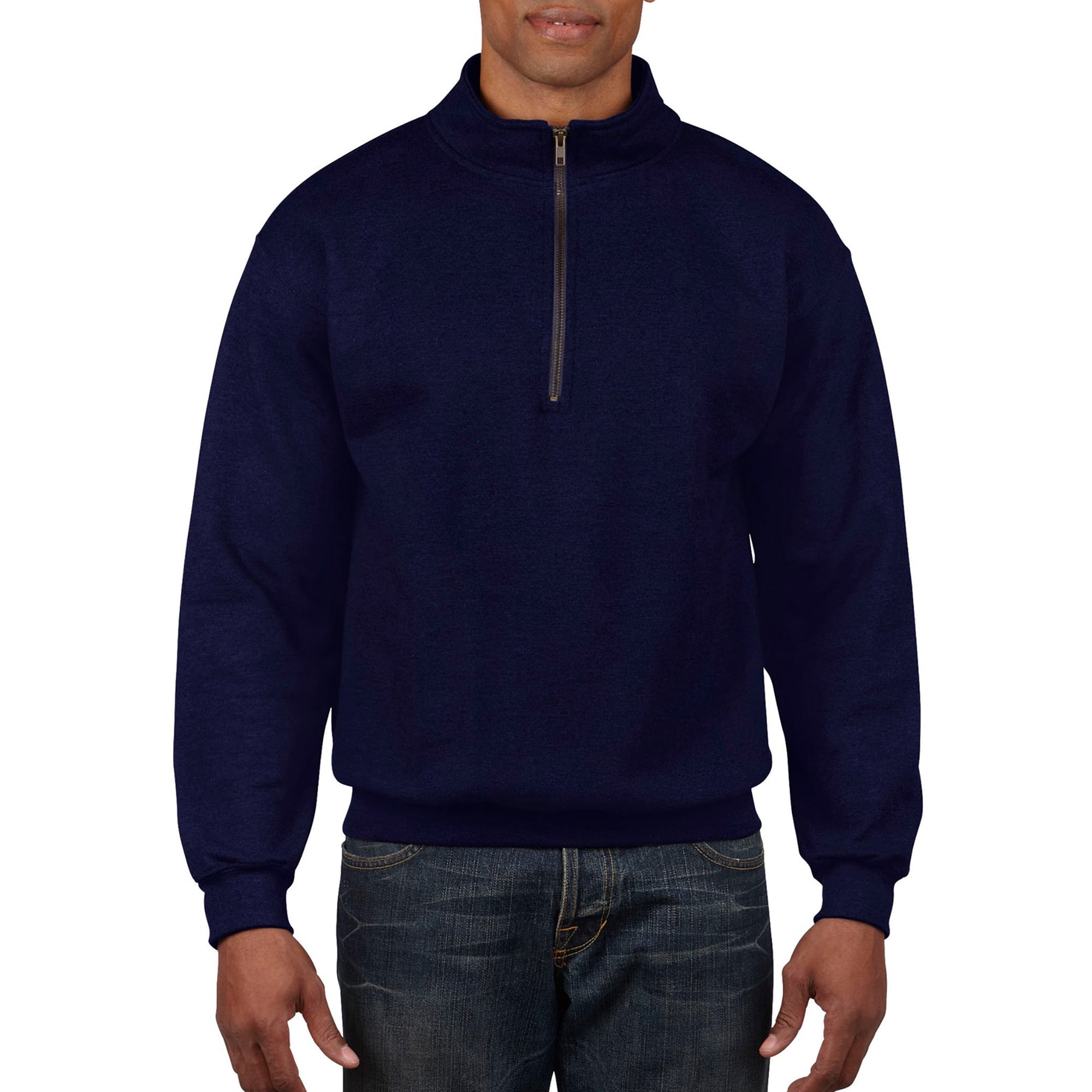 Gildan Men's and Big Men's 1/4 Zip Cotton Cadet Collar Sweatshirt, up to  2XL - Walmart.com