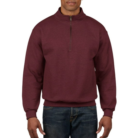 Gildan Men's and Big Men's 1/4 Zip Cotton Cadet Collar Sweatshirt, up to 2XL