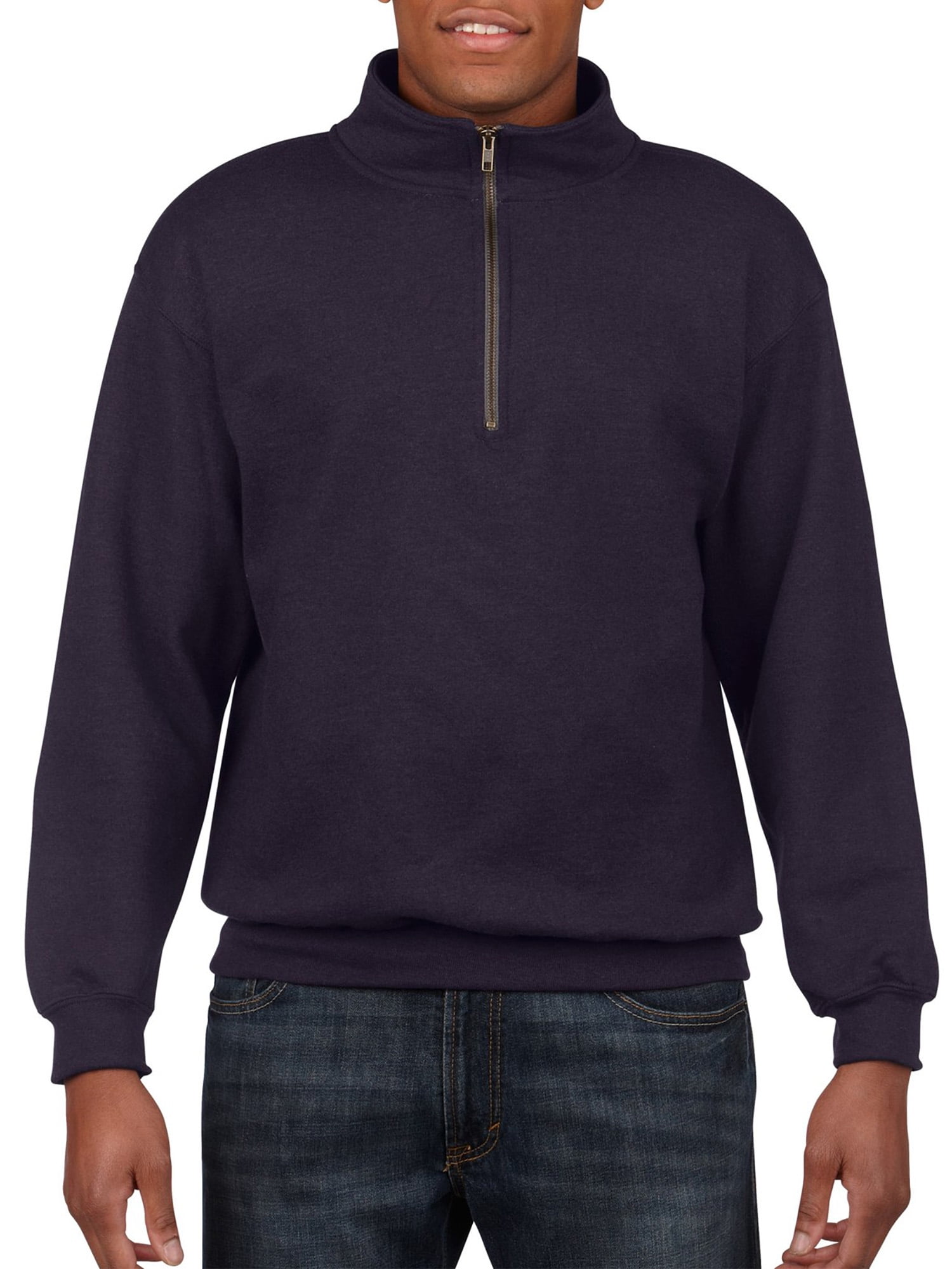 Gildan Men's and Big Men's 1/4 Zip Cotton Cadet Collar Sweatshirt, up