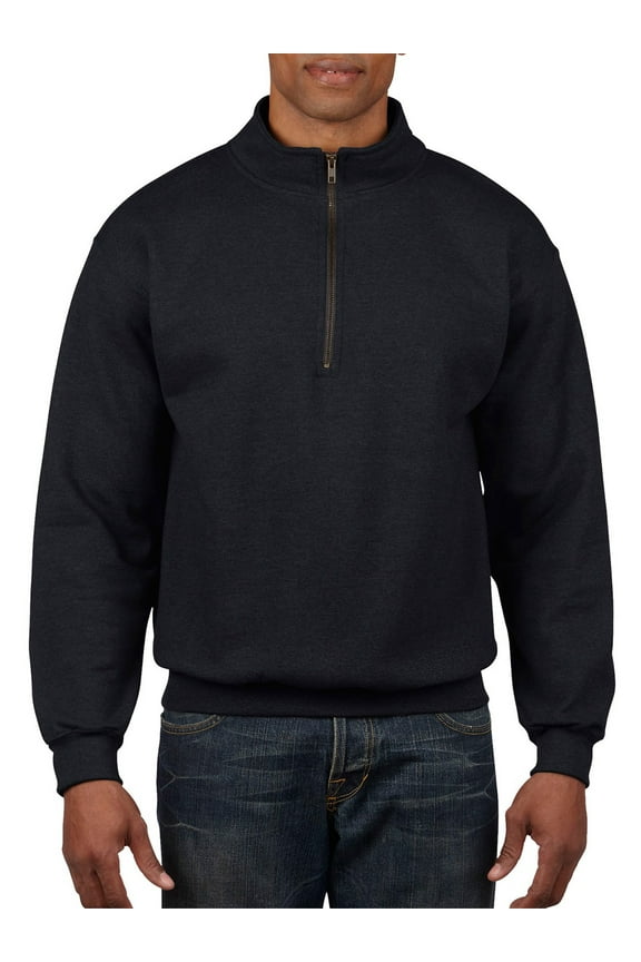 Men's and Big Men's 1/4 Zip Cotton Cadet Collar Sweatshirt, up to 2XL