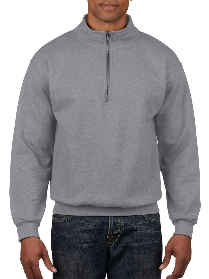 Gildan Men's and Big Men's 1/4 Zip Cotton Cadet Collar Sweatshirt