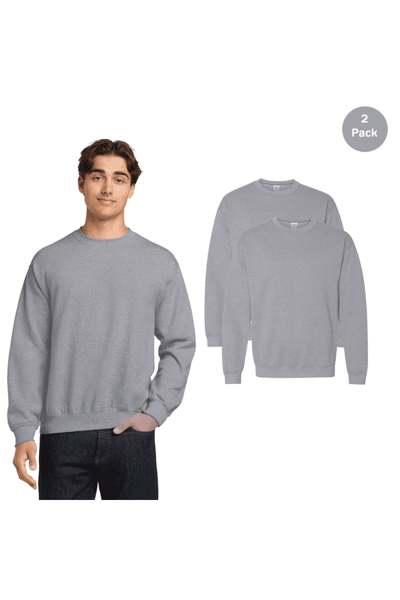 Men's and Big & Tall Men's Heavy Blend Crewneck Sport Grey Sweatshirt, Bulk 2 Pack, S