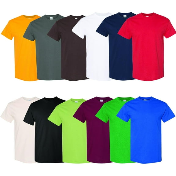 Gildan- Mens Crew Neck Heavy Cotton T-Shirts Mix Colors Bulk | Men’s Short Sleeve Crew Neck Tee | 5.3 oz, 100% Cotton | 12 Pack Mix T-Shirt, Size: XL