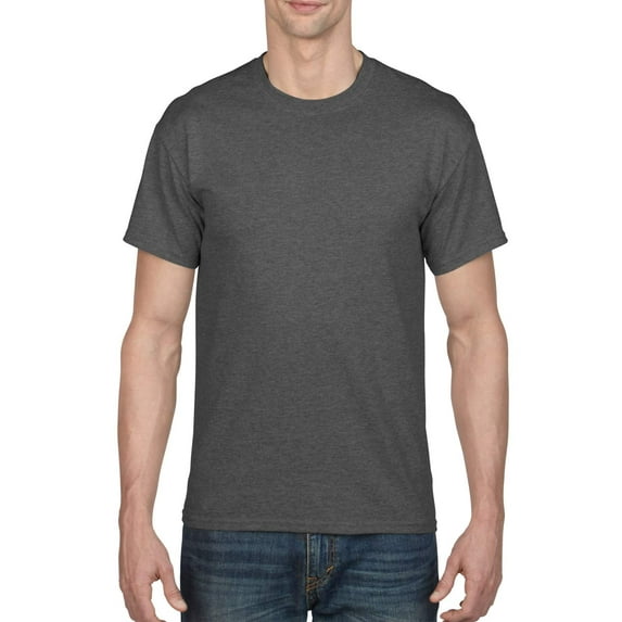 Gildan Mens DryBlend T-Shirt , L, Dark Heather (Pack of 2) 2 Dark Heather