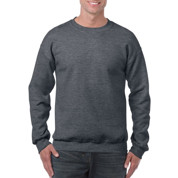 Gildan Mens Heavy Blend Crewneck Sweatshirt, L, Dark Heather