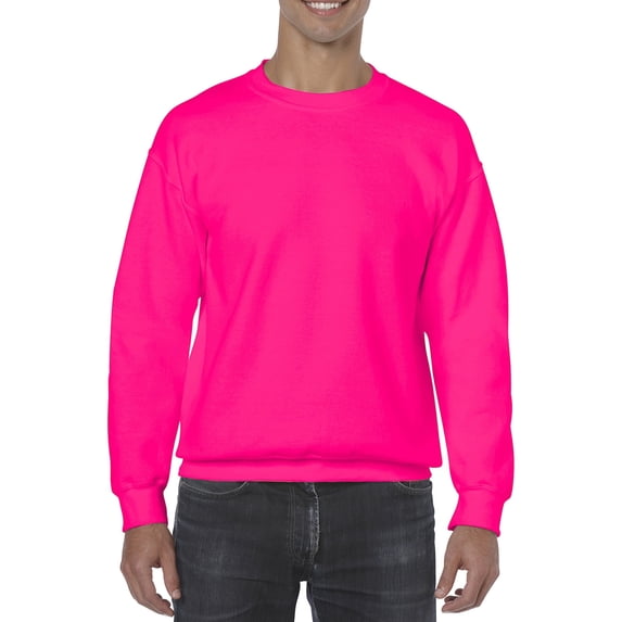 Gildan Mens Heavy Blend Crewneck Sweatshirt, M, Safety Pink