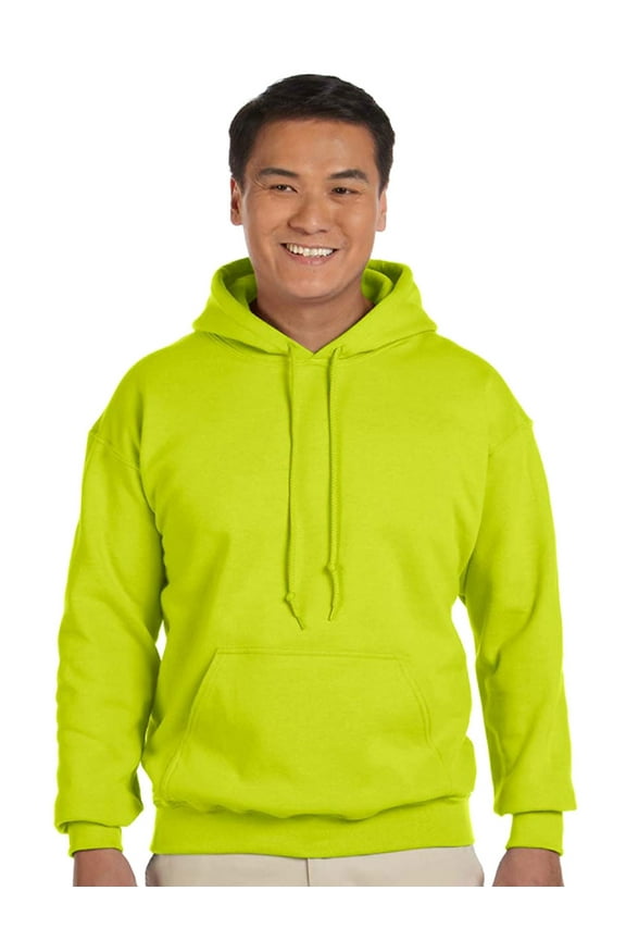 Mens Heavy Blend Drawcord Hooded Sweatshirt, Safety Green, 2XL, Style, G185